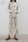 SWAYING/KNIT coarse wool gradient pullover SW22AW1T71 white/black brown